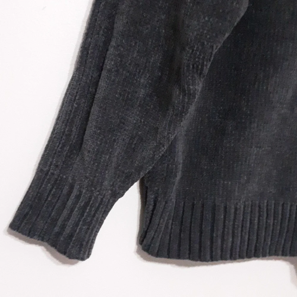 Vintage FUBU sweater pullover men M chenille turtleneck gray y2k soft Retro cozy